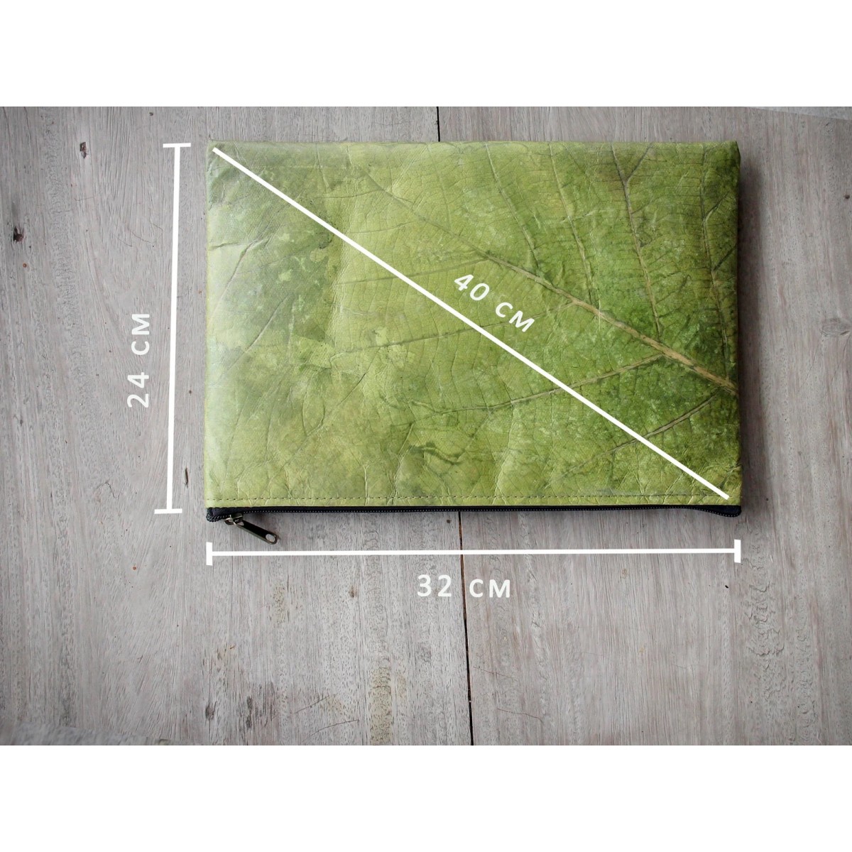 Laptop-Hülle 13" - 14" Zoll aus laminierten Blättern in grün