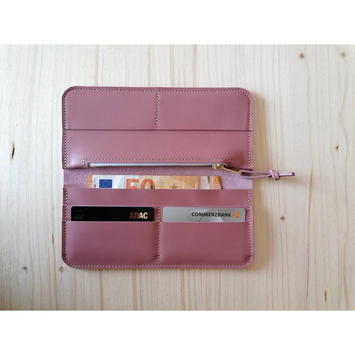 BSAITE Portemonnaie / Brieftasche / Geldbeutel für Damen / Echt Leder / rosa