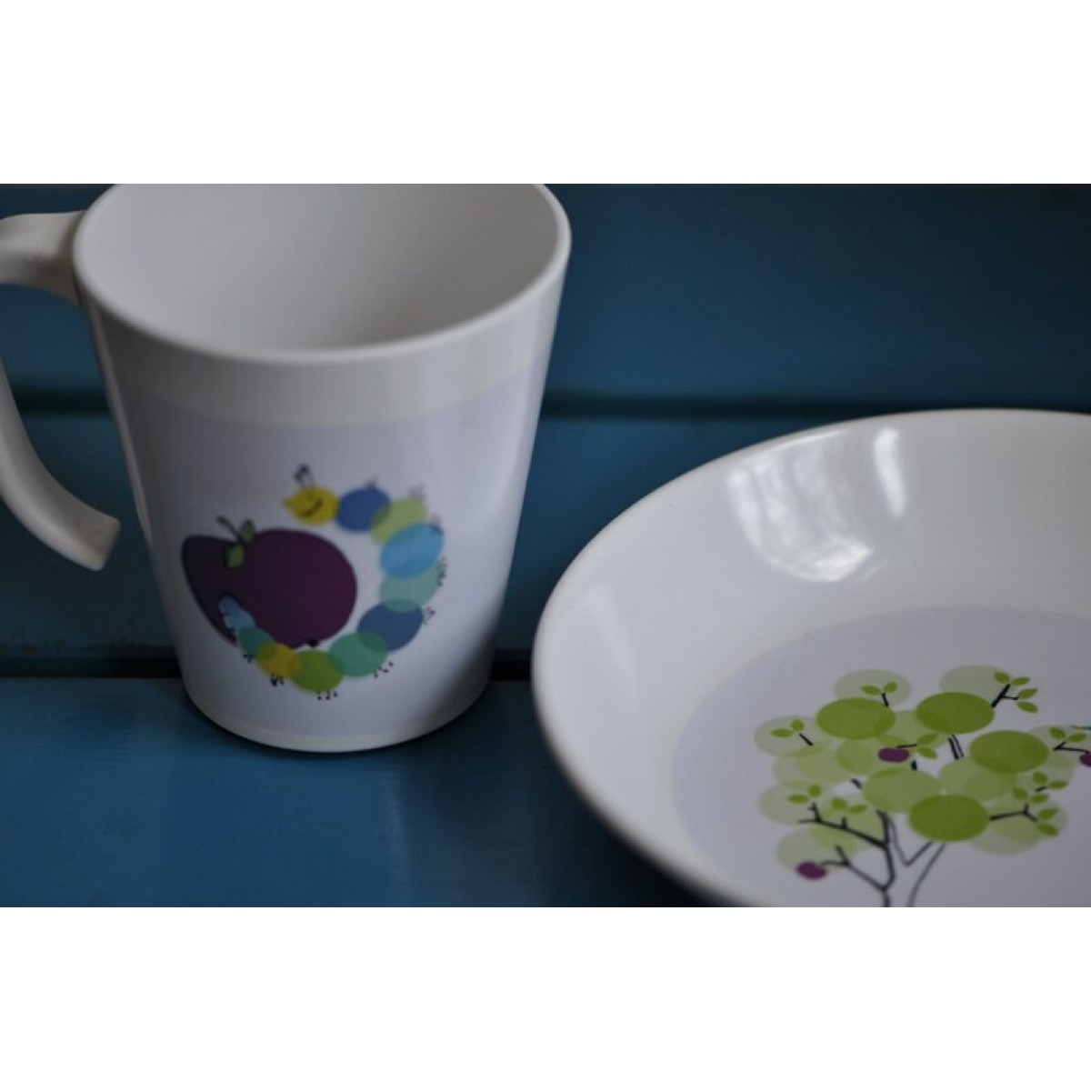 nahili TASSE "kleine Raupe im Apfel" Melamin Kinder Geschirr Baby Kleinkind