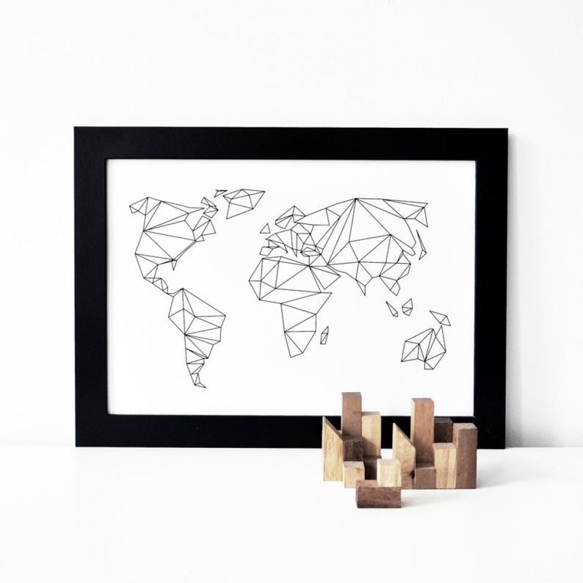 6 Farben - A3/A2/50x70 POSTER nahili Geometrical World Artprint Weltkarte
