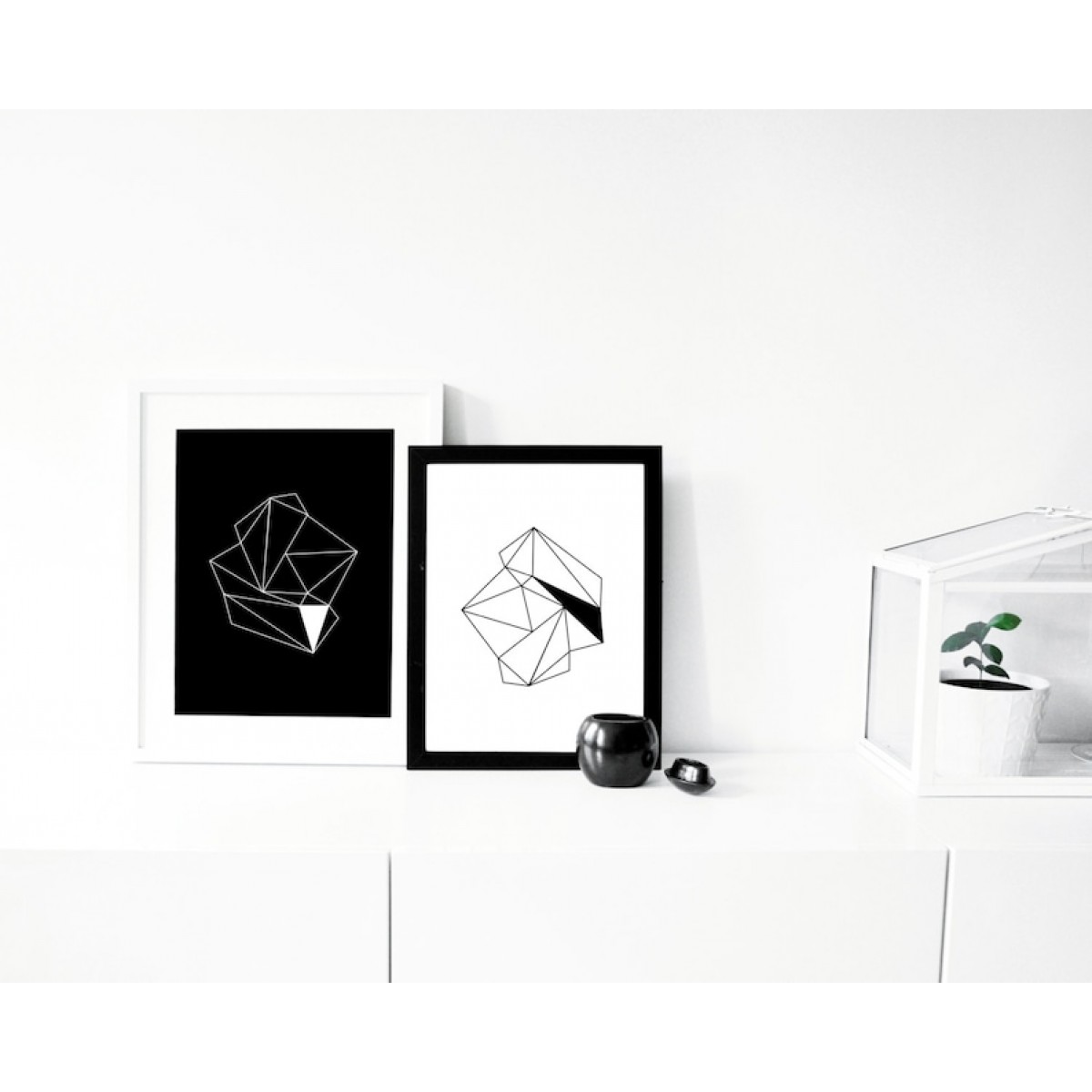 ARTPRINT / POSTER ""diamonds" schwarz oder weiß (DIN A3) Diamant minimalistische Grafik