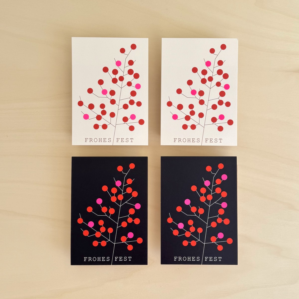 Kartenset Weihnachten / Beerenzweig von undschwestern