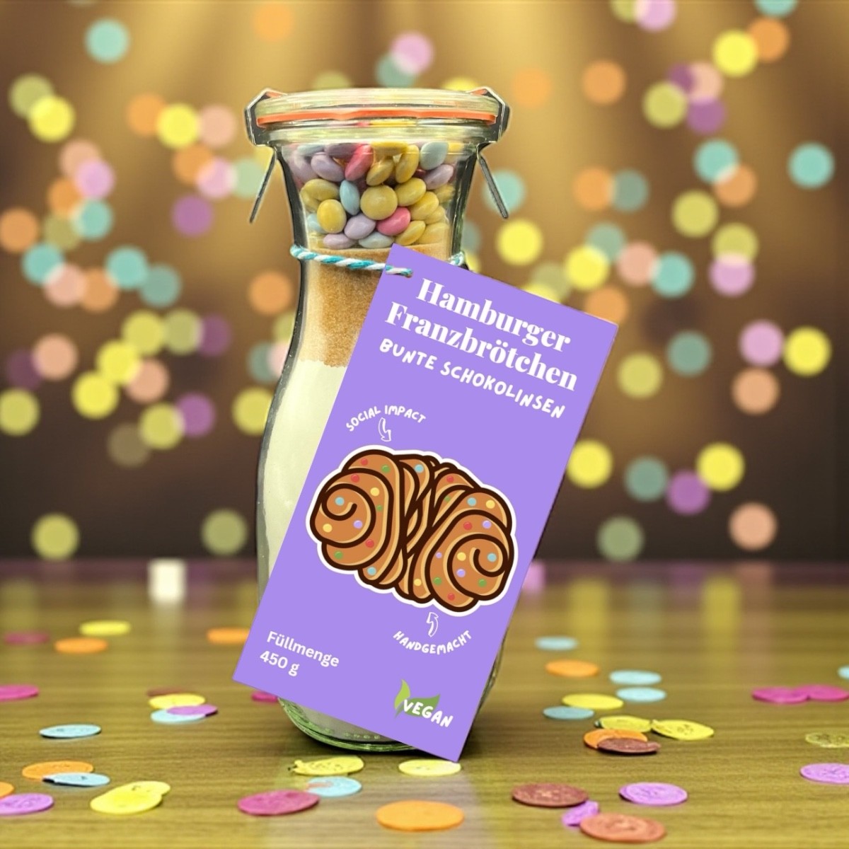 Hamburger Franzbrötchen Backmischung bunte Schokolinsen