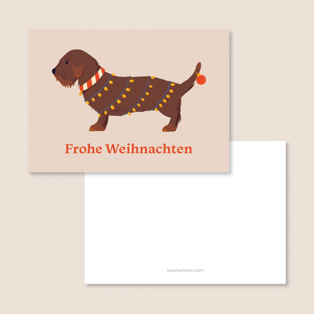Weihnachtsdackel / Postkarte A6 / Svea Hansohn Illustration