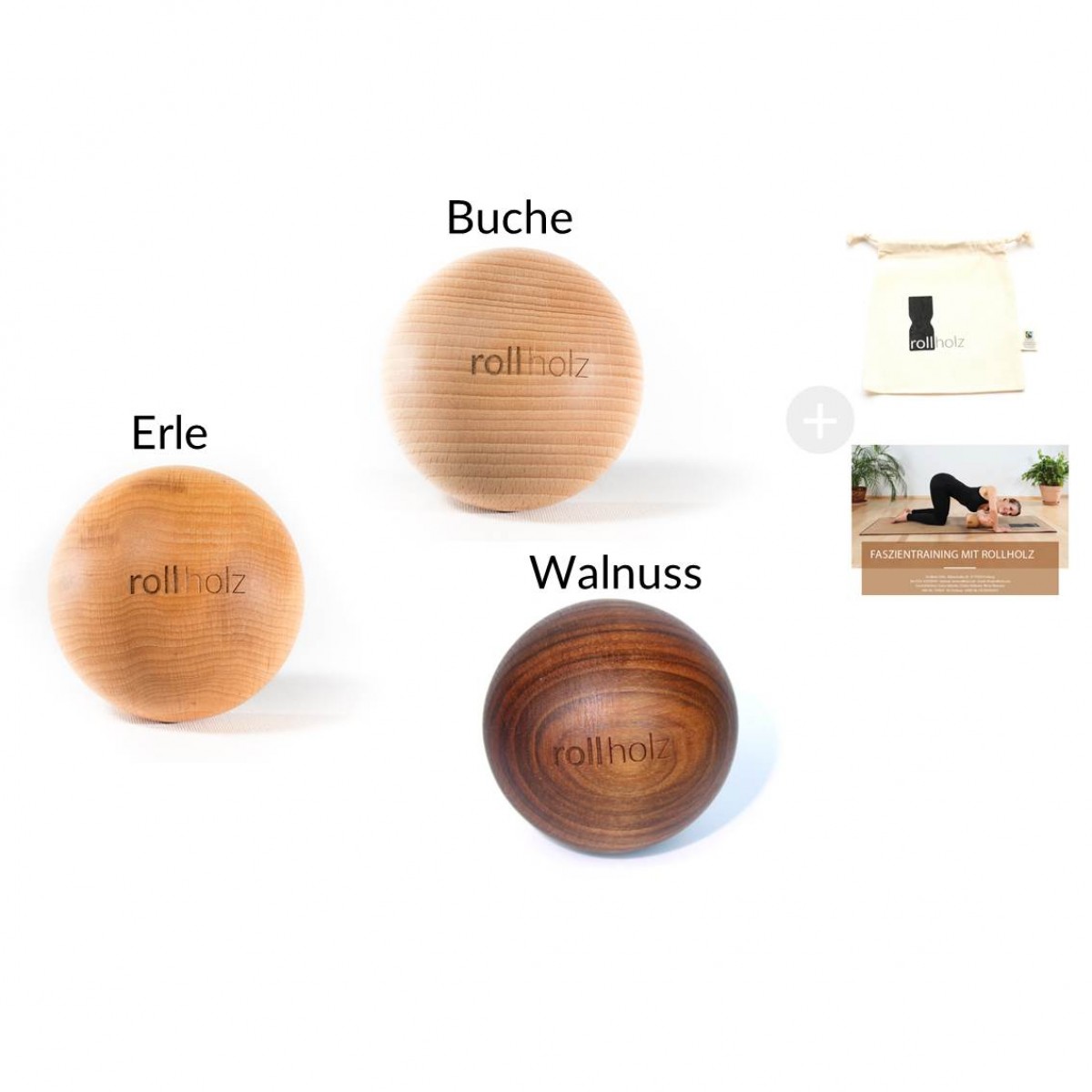 rollholz – Massagekugel aus Holz für punktuelle Behandlung – 7cm