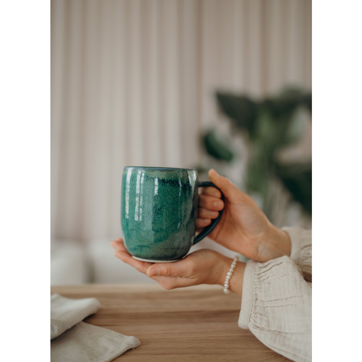 handgemachte Keramiktasse "magic green" | Töpferei am Wald
