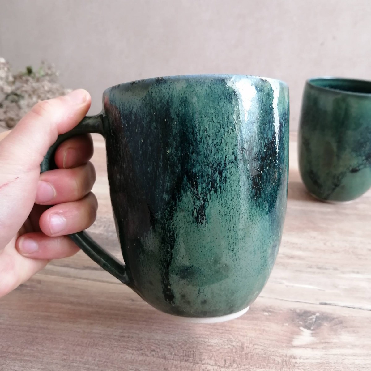 handgemachte Keramiktasse "magic green" | Töpferei am Wald