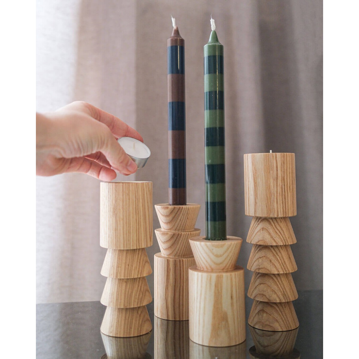 Set 4 Kerzenständer drehbar | zick zack zick zack | rundund