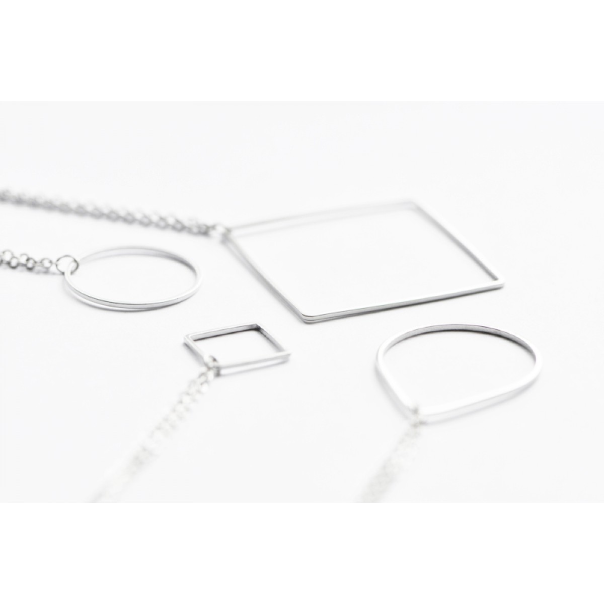 nahili KETTE "Shapes" minimal Anhänger - Weißgold plattiert silber
