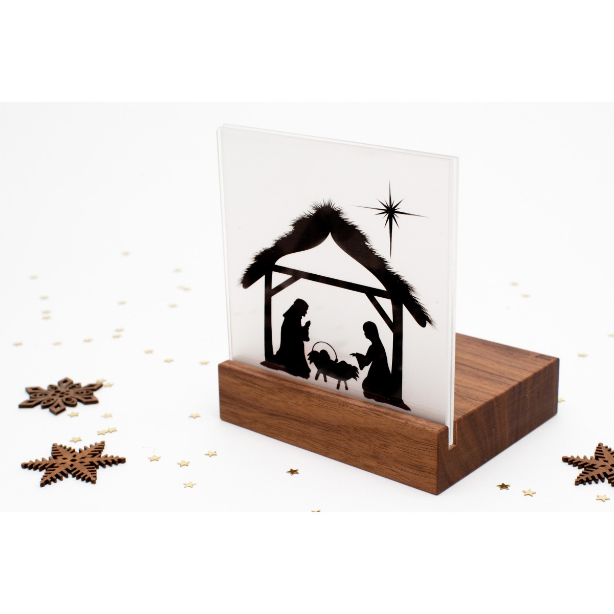 klotzaufklotz Weihnachtskrippe Mini Bethlehem Holz (Nussbaum)