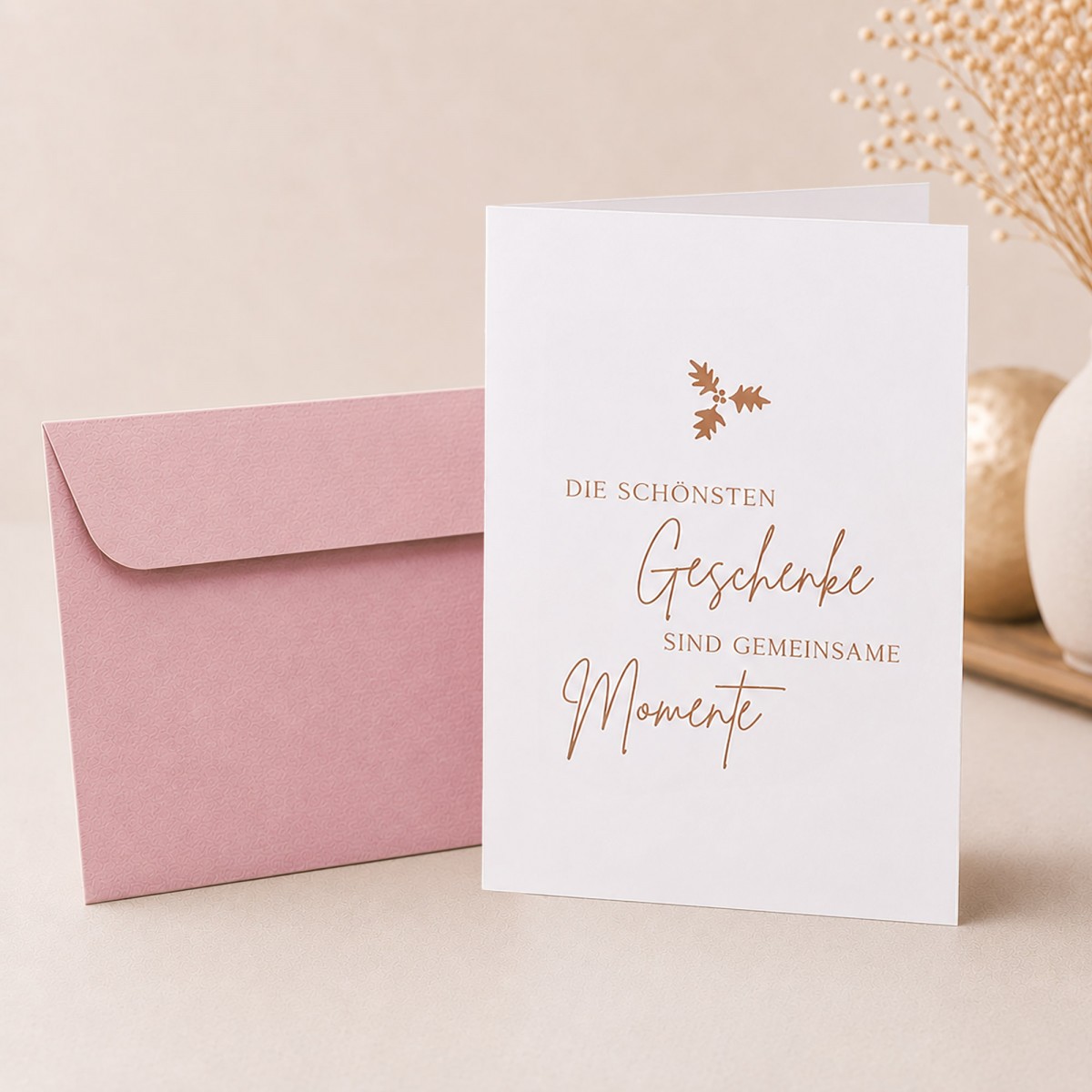 Bow & Hummingbird Weihnachtskarten mit Spruch 3er Set - Edle Karten für Weihnachten
