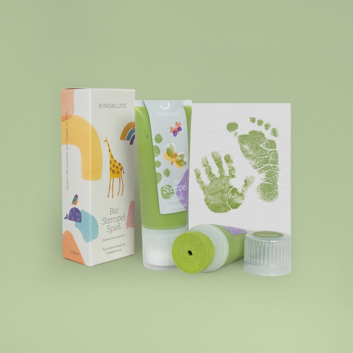 KINDACUTE Pistaccio Bio Farbspaß für Baby & Kids | Bio Fußabdruck und Handabdruck Farbe