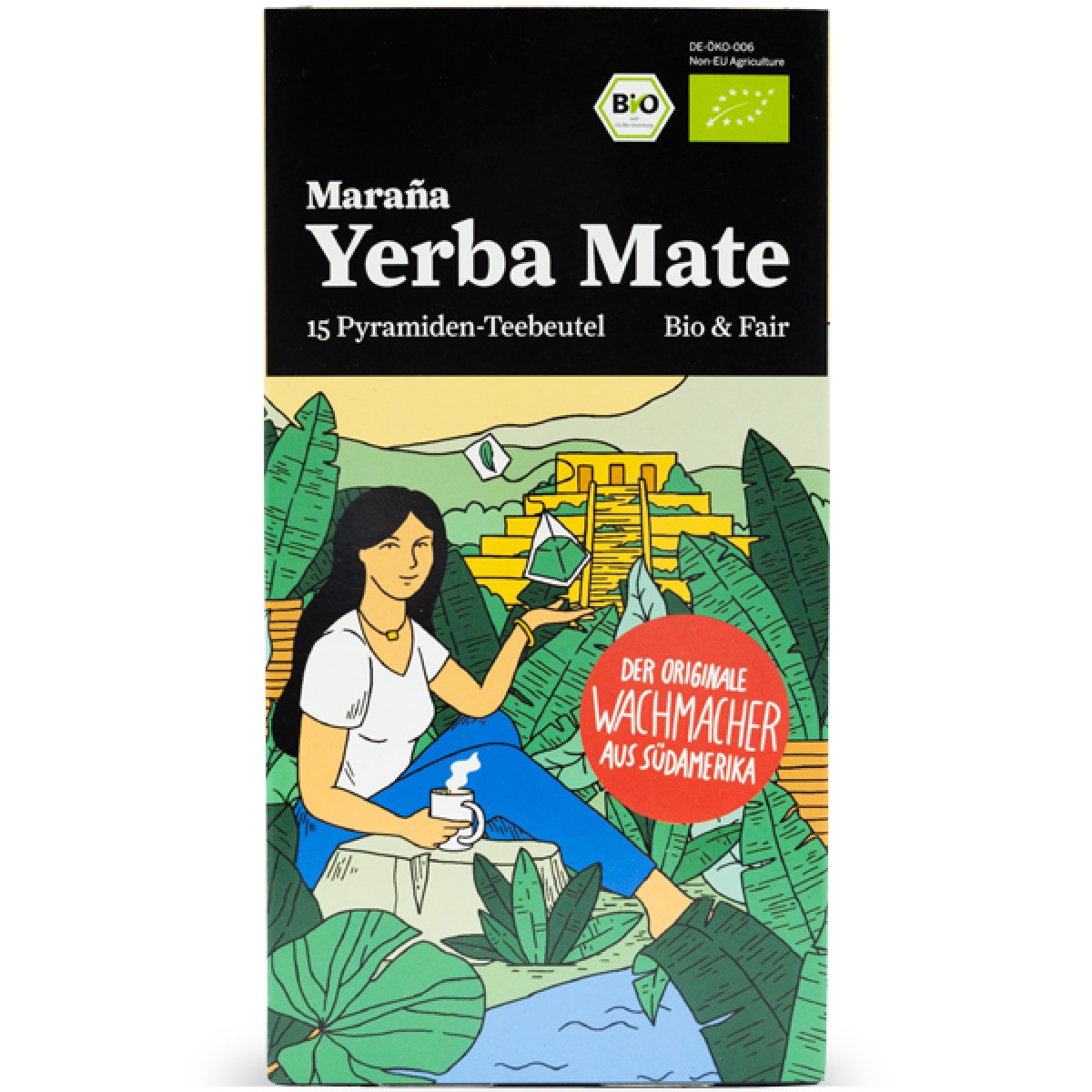 Maraña® Yerba Mate Teebeutel Bio Grün ● 4er-Pack Premium Mate Tee Beutel ● 60 Pyramiden-Teebeutel ● Matetee ● Grüner Tee