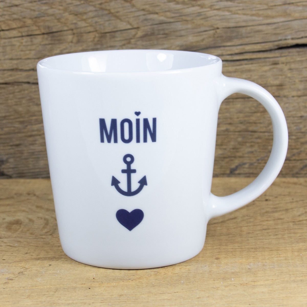 Bow & Hummingbird Großer Porzellanbecher Moin-Anker-Herz