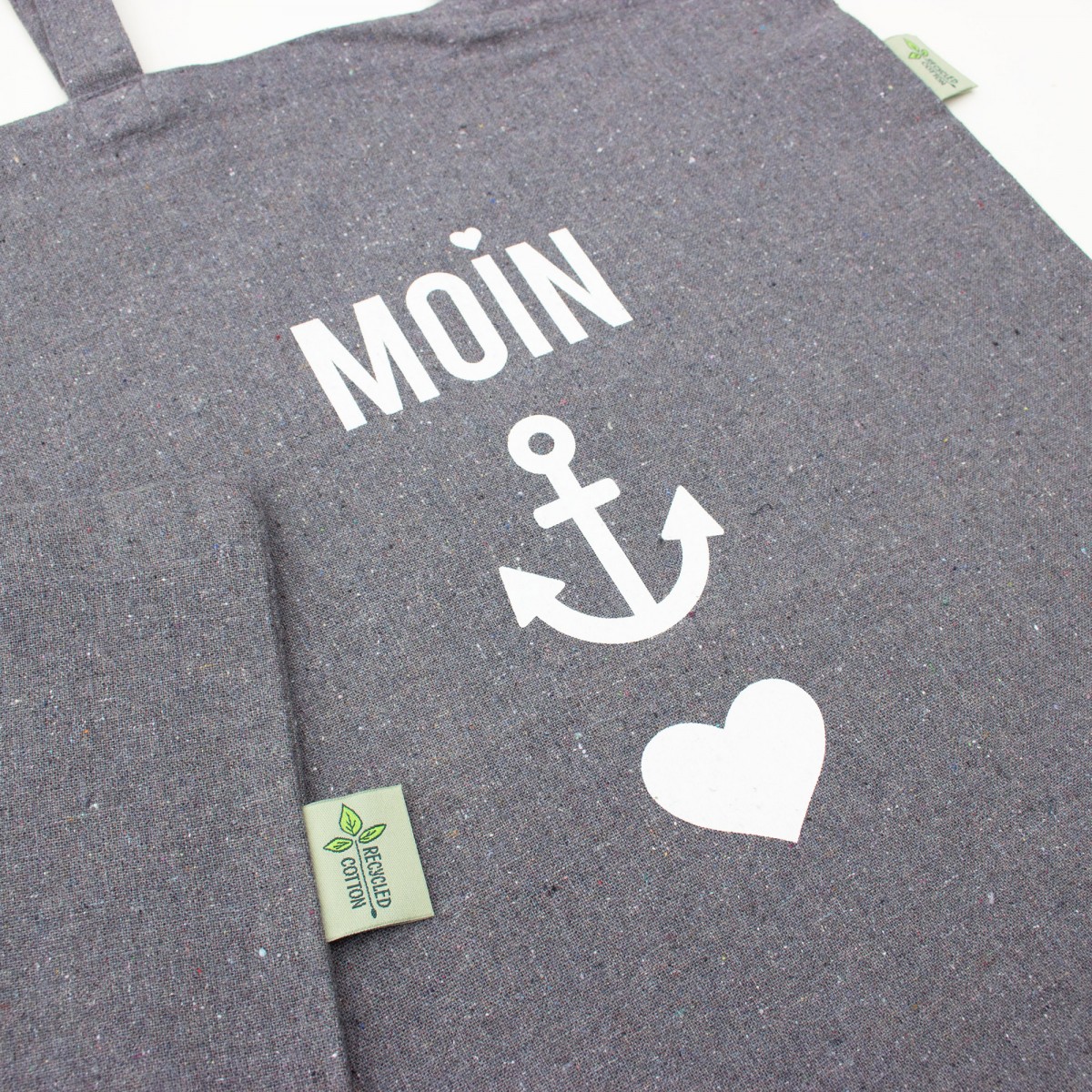 Baumwollbeutel "Moin-Anker-Herz" aus recycelter Baumwolle