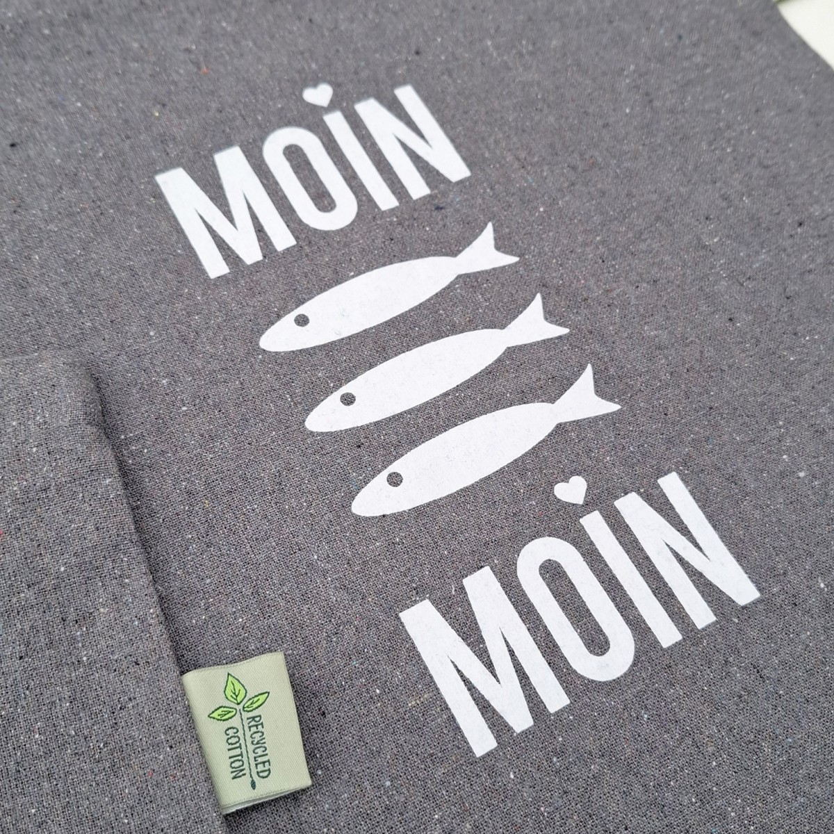 Baumwollbeutel "Moin Moin Fische" aus recycelter Baumwolle