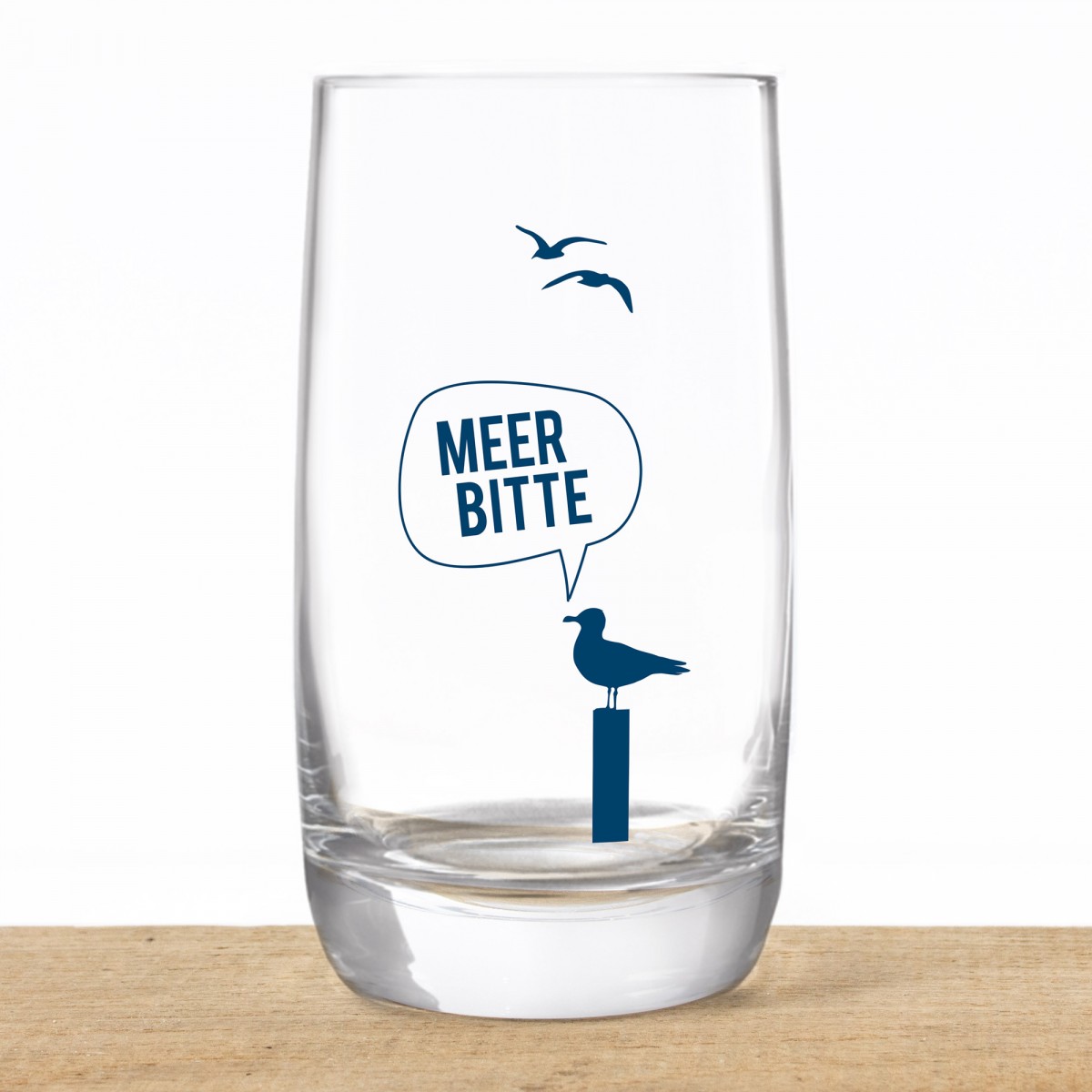 Bow & Hummingbird Kristallglas, Longdrinkglas "Meer Bitte Möwe" made in EU