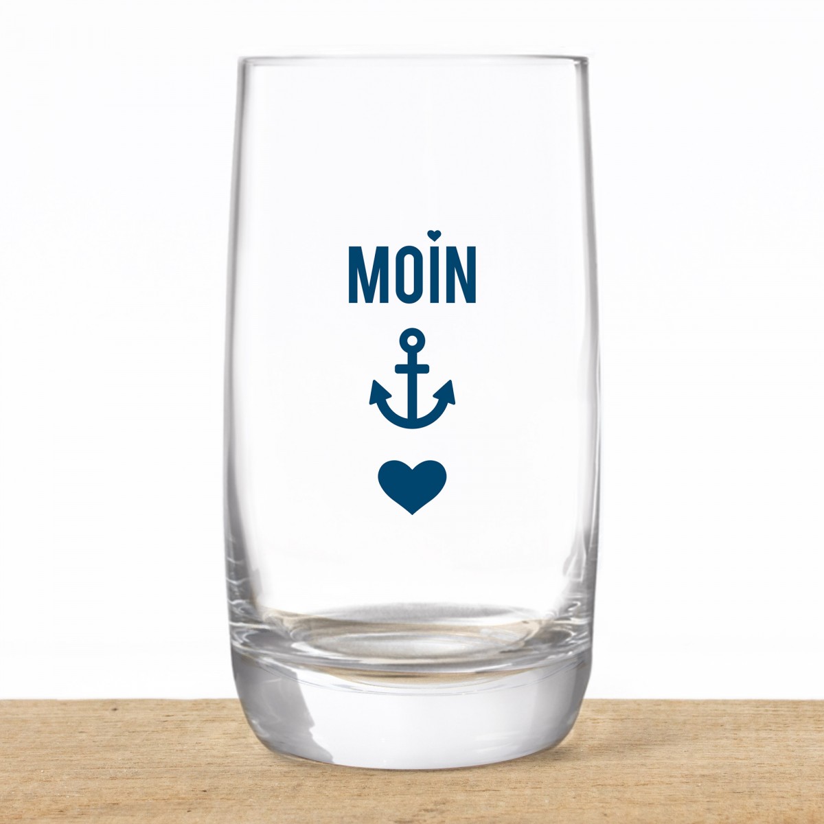 Bow & Hummingbird Kristallglas, Longdrinkglas "Moin-Anker-Herz" made in EU