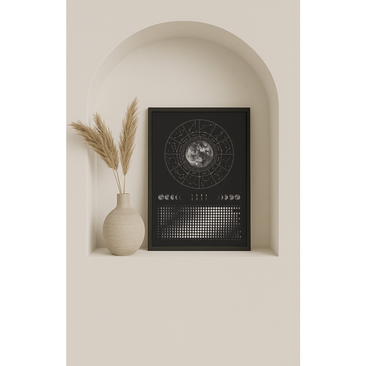 Mondkalender 2027 Poster schwarz // ShellyCreates