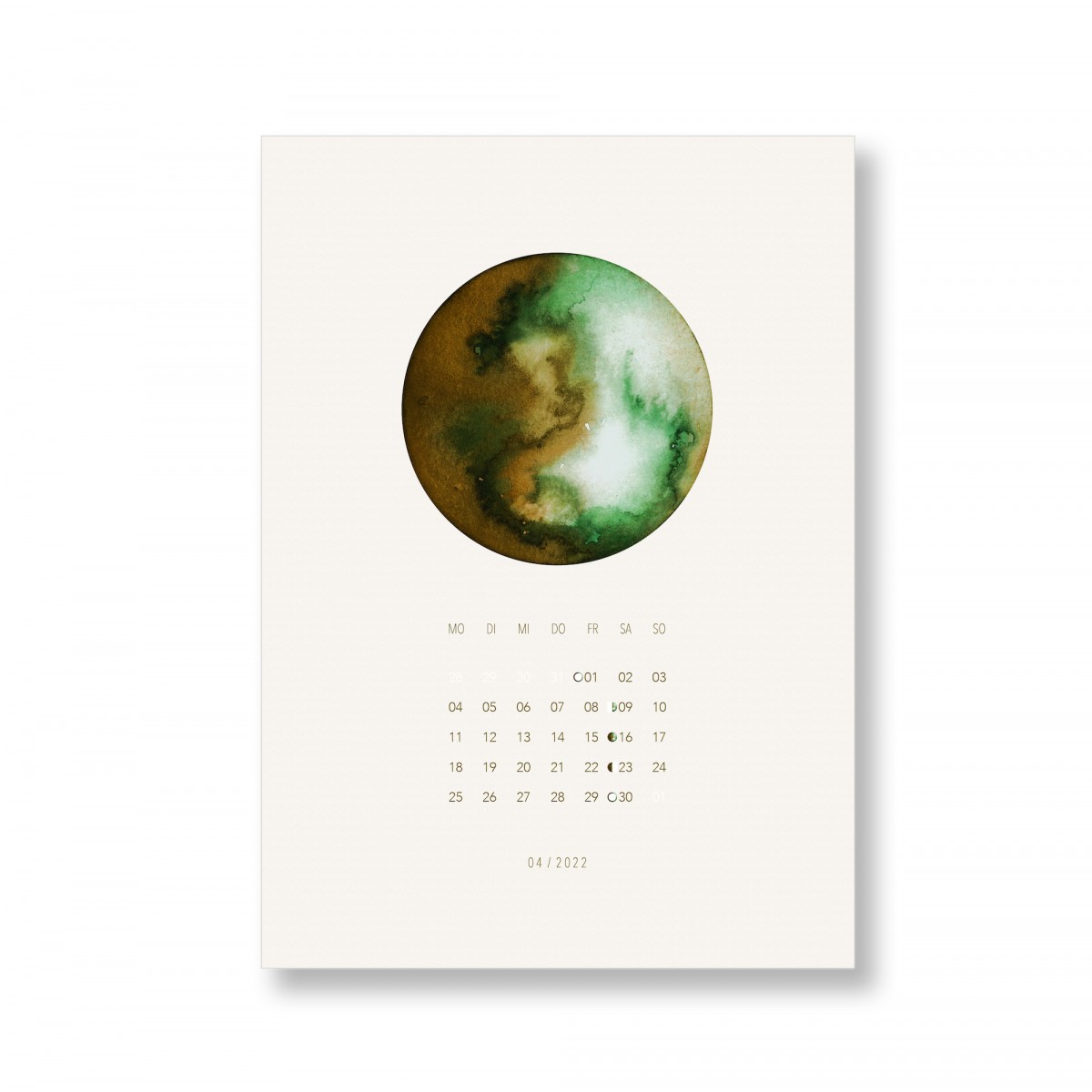 Mondkalender 2022, DIN A5, Mondaquarelle - SANS.