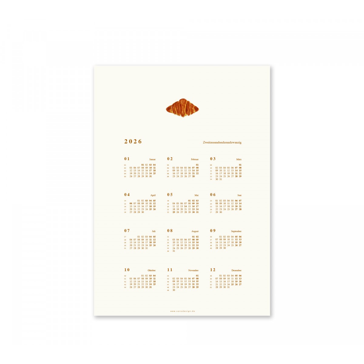 Kalender Croissant 2026 - SANS.