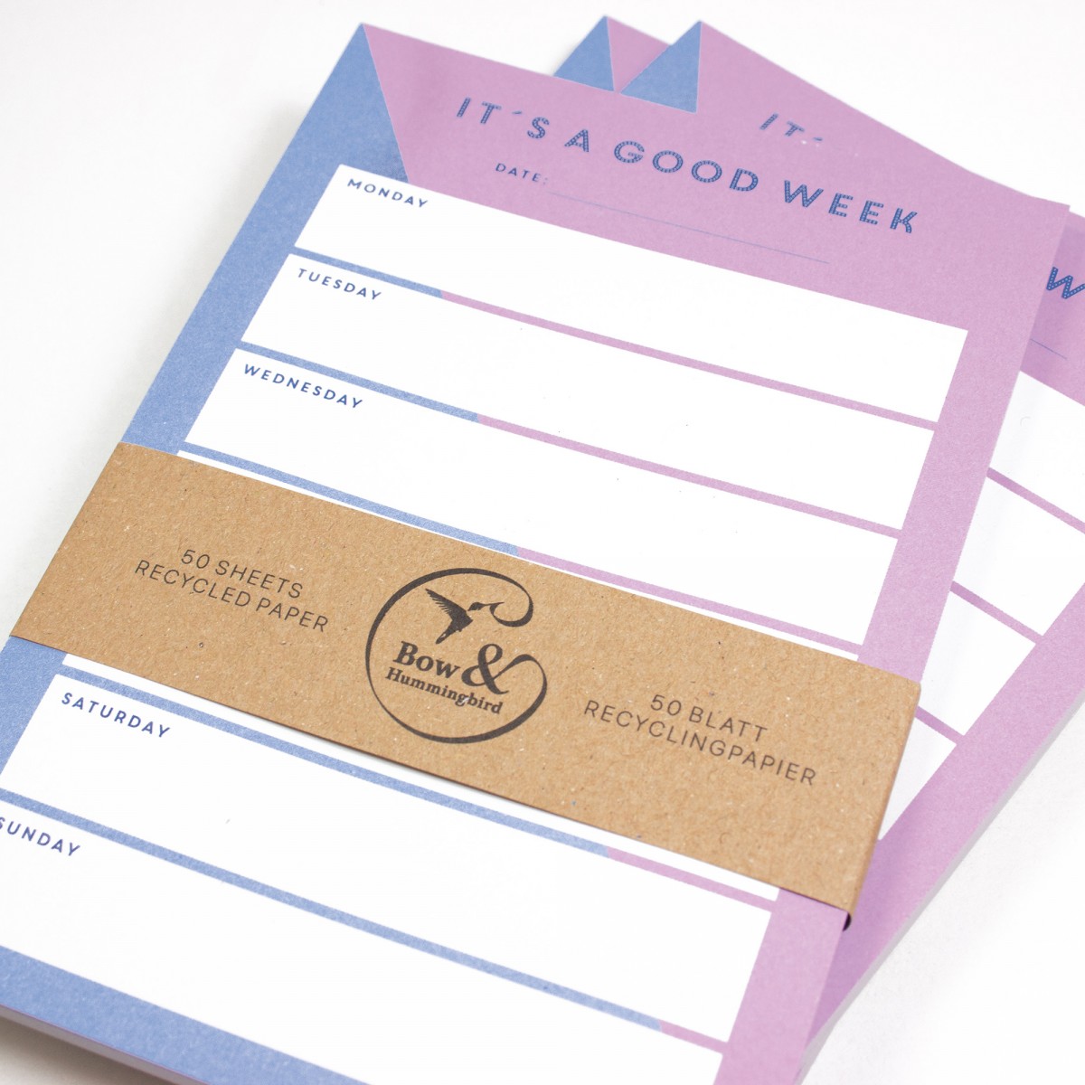 Notizblock-Set „It’s a good day & It’s a good week“ – 2er Set in A6 aus Recyclingpapier