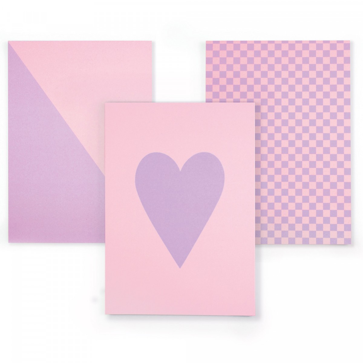 Bow & Hummingbird Notizblock-Set Herz/Karo/Diagonal - 3er Set in A6 aus Recyclingpapier