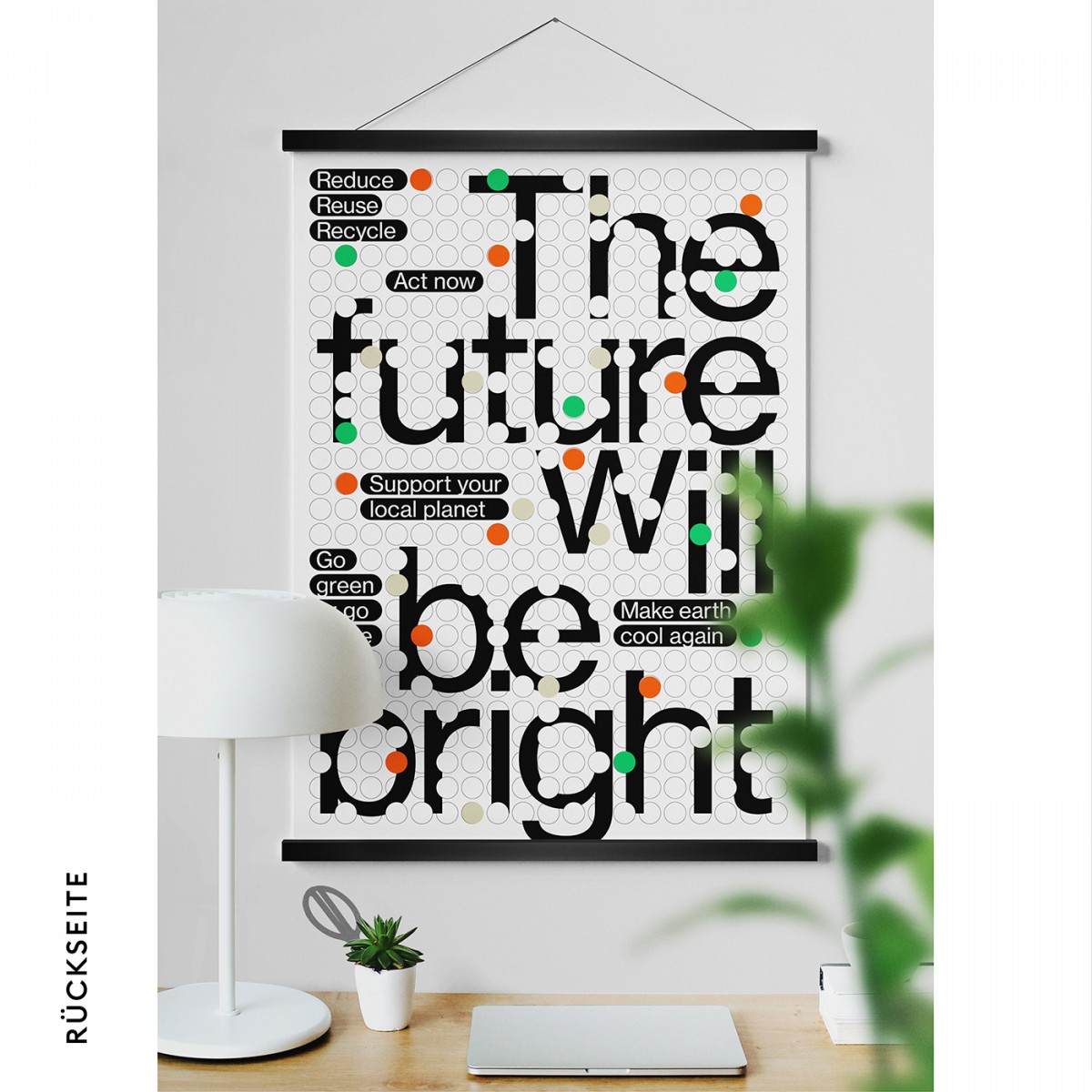 NEW PRINTS ON THE BLOCK / Jahresplaner & Plakat mit Klebepunkten »The future will be bright«