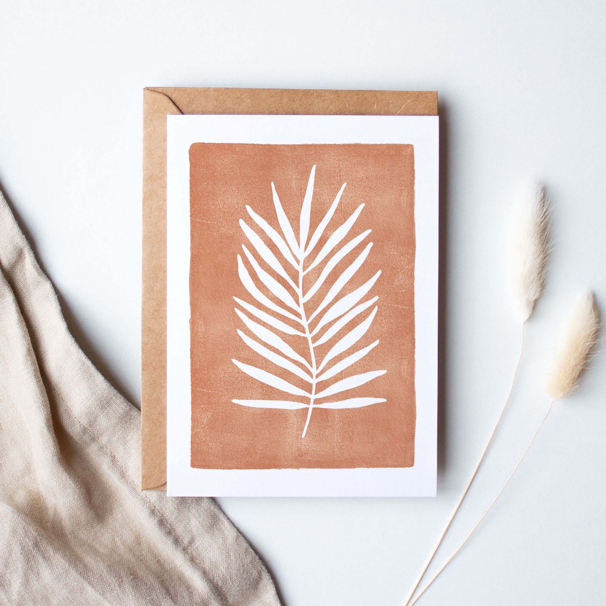 Paperlandscape | Faltkarte | Palmblatt Terrakotta | botanisch