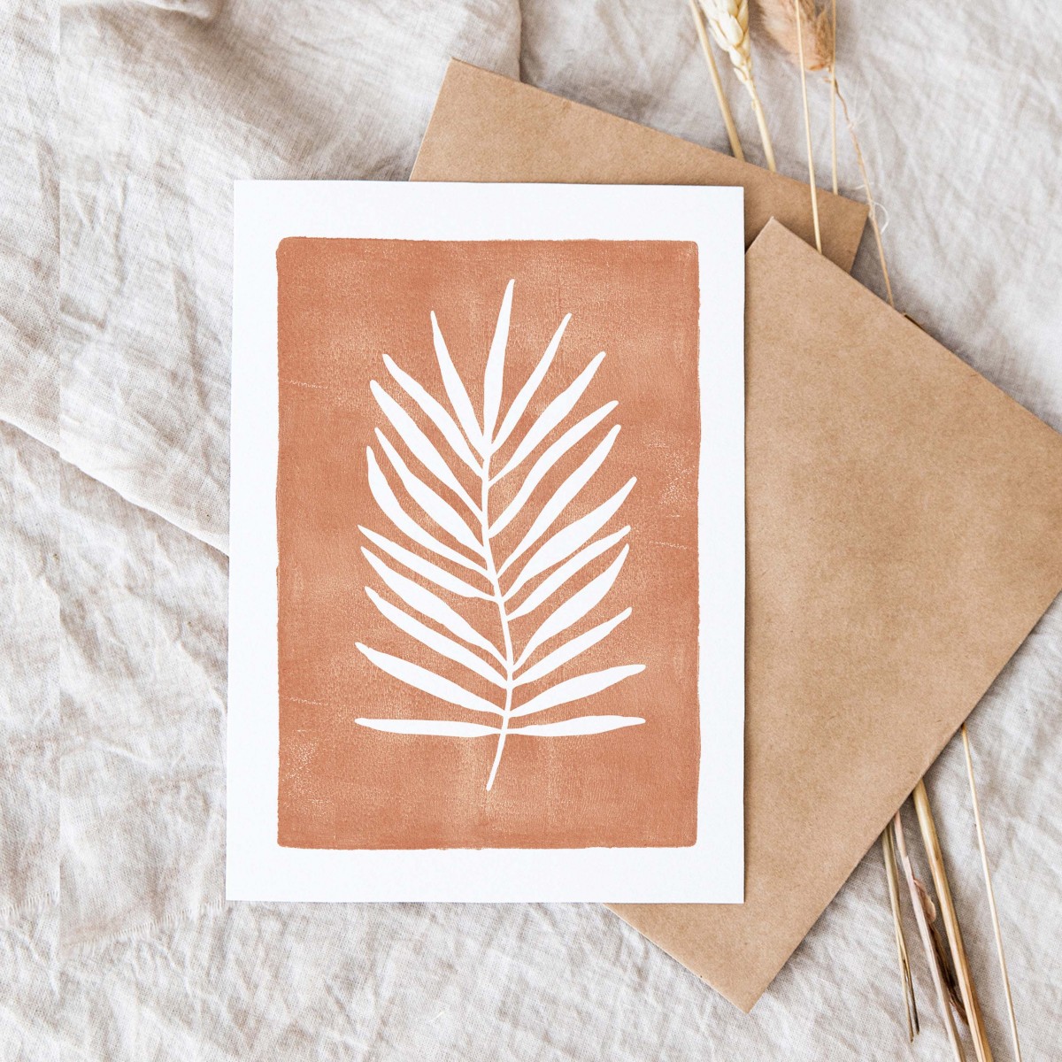 Paperlandscape | Faltkarte | Palmblatt Terrakotta | botanisch