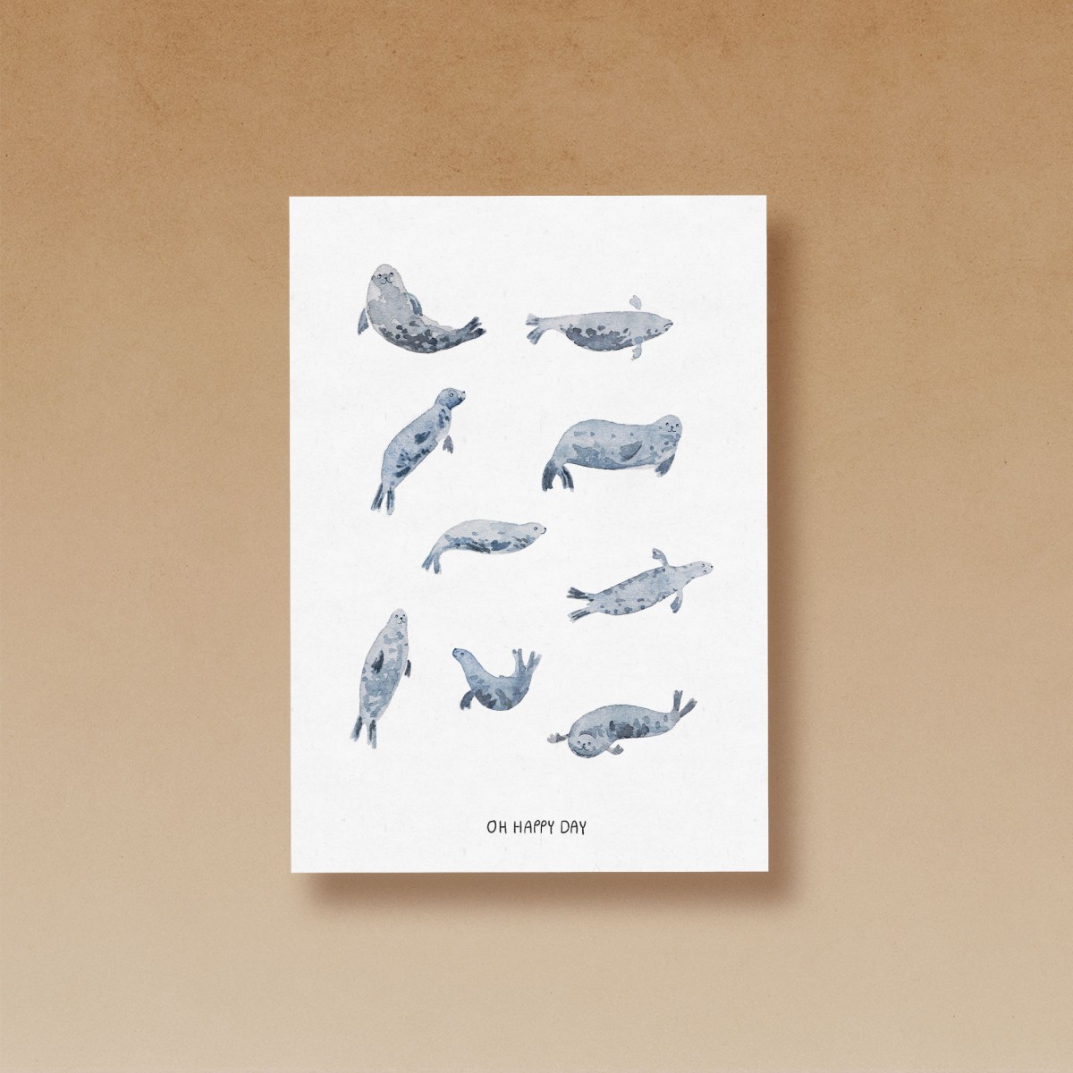 tucán y limón – Robben / Oh Happy Day / Aquarell Postkarte A6 (5er-Set)