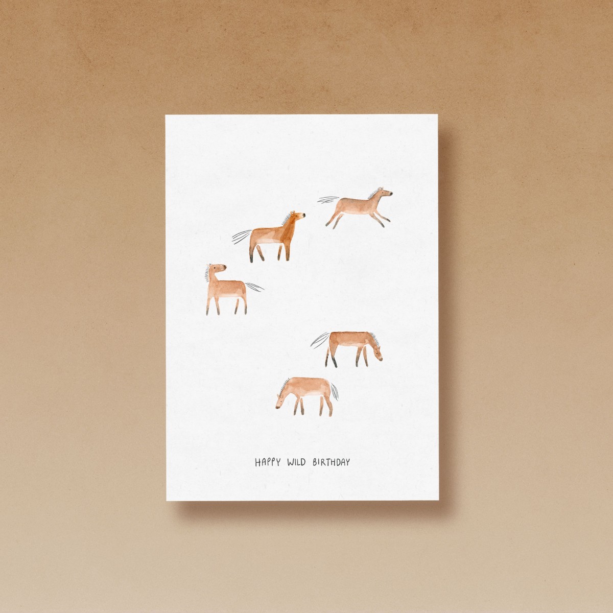 tucán y limón – Takhi Wildpferde / Happy Wild Birthday / Aquarell Postkarte A6 (5er-Set)
