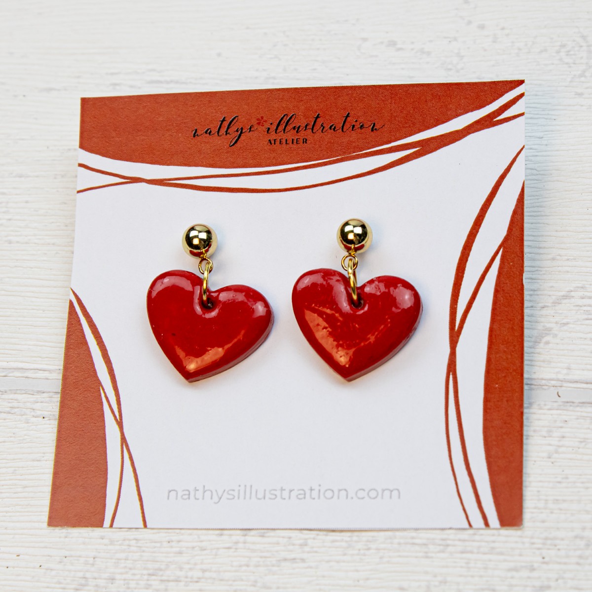 nathys_illustration Ohrringe "Rosenherz" 1,5 cm Unikat