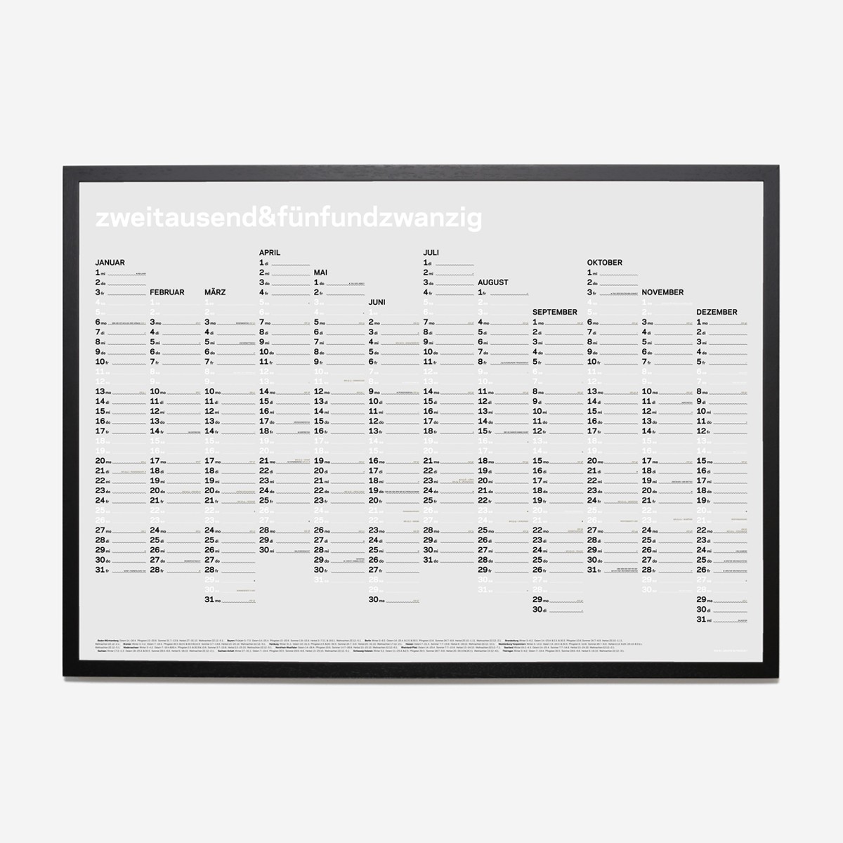 zweitausend&fünfundzwanzig - A1 Wandkalender 2025 - Weiss