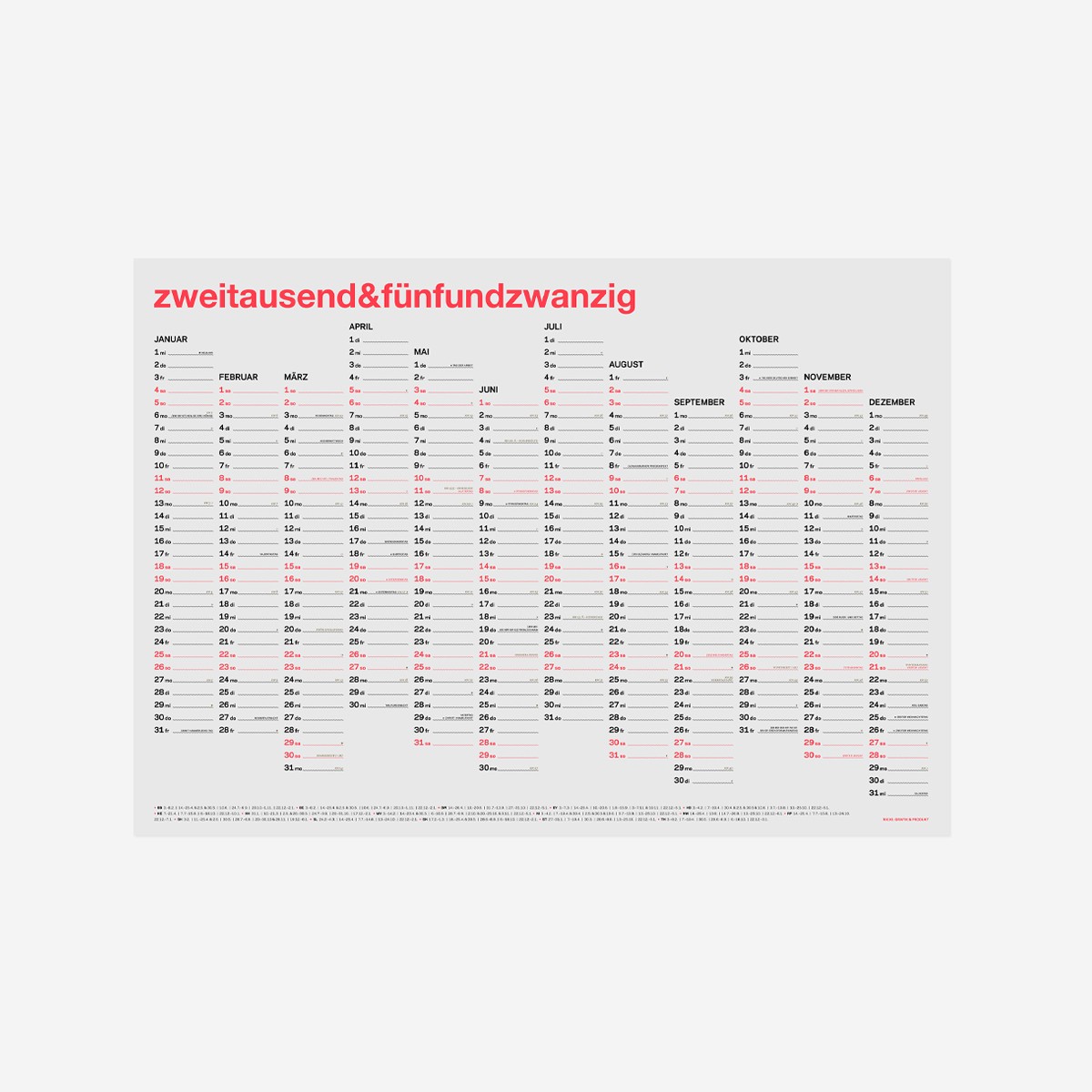 zweitausend&fünfundzwanzig - A2 Wandkalender 2025