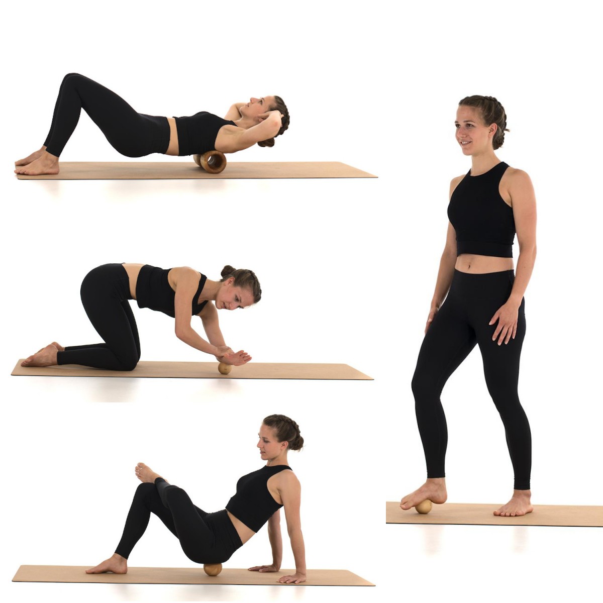 rollholz – Balanceboard & Faszienset zum Training für Gleichgewicht- & Koordinationsfähigkeit sowie Behandlung von beanspruchten Muskelgewebestrukturen (Set klein | Buche)