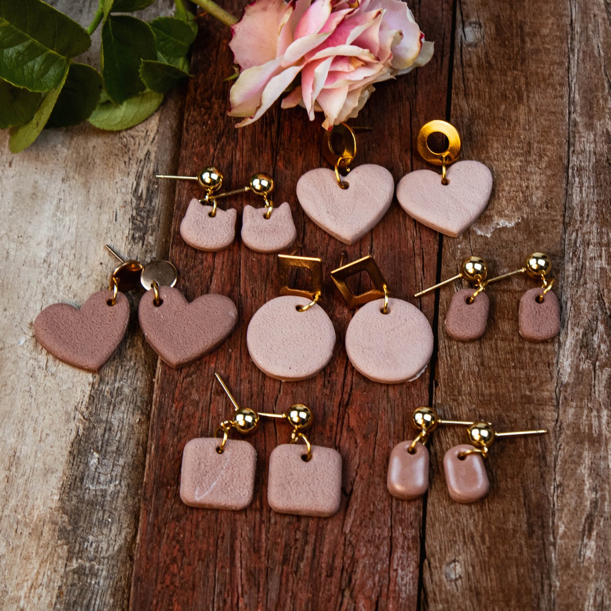 nathys_illustration - Ohrringe "rosewood heard bright" 1,5cm