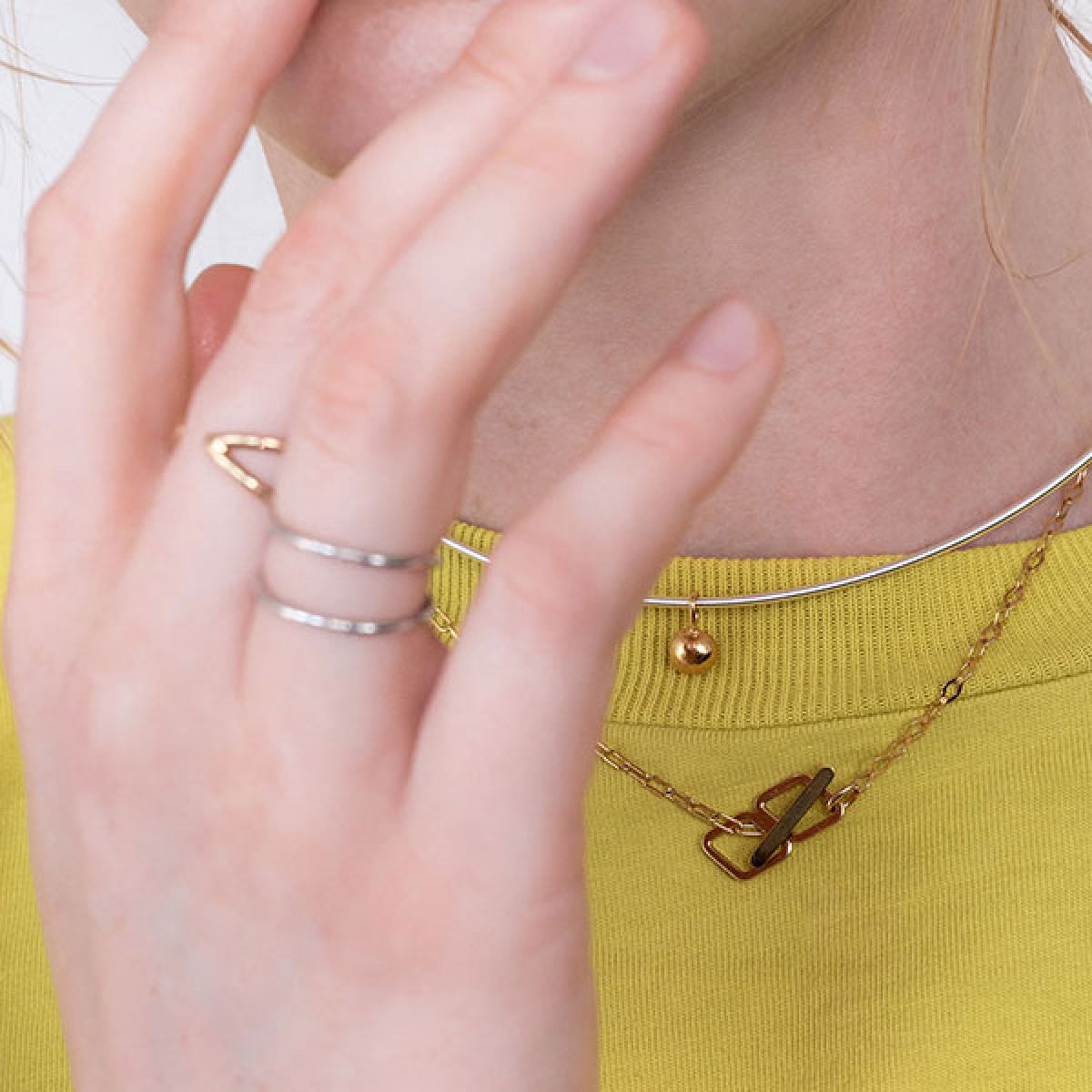 related by objects - just diamonds extended necklace - 925 Sterlingsilber weiß rhodiniert