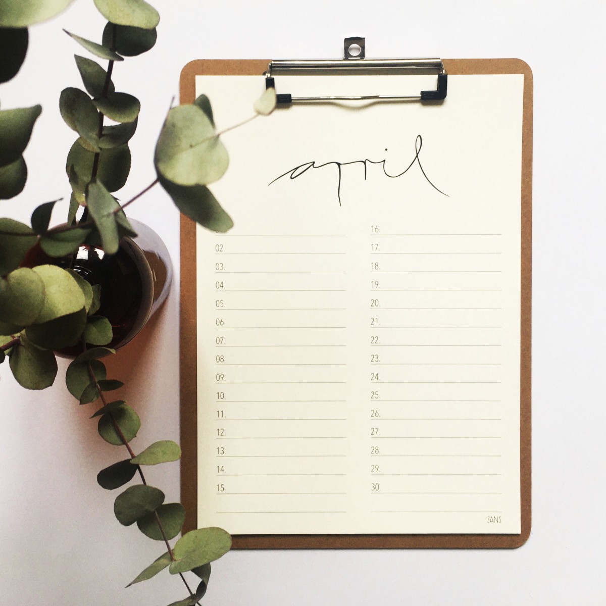 Geburtstagskalender Kalligrafie - SANS.