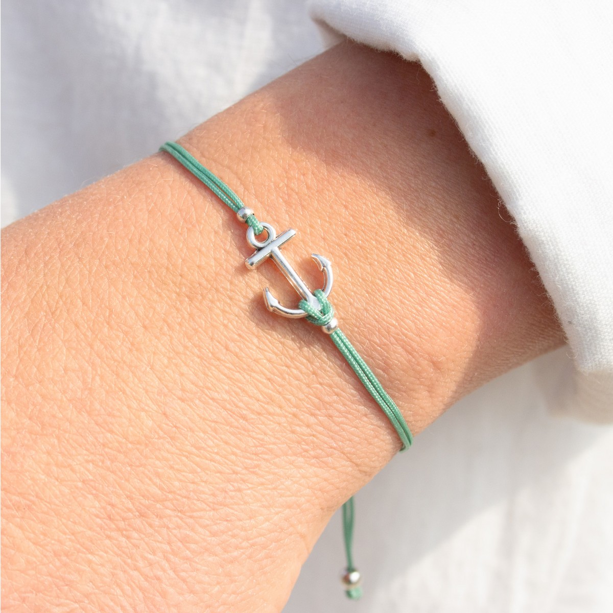 Bow & Hummingbird Armband auf Karte - Anker Versilbert - Meer Erinnerungen