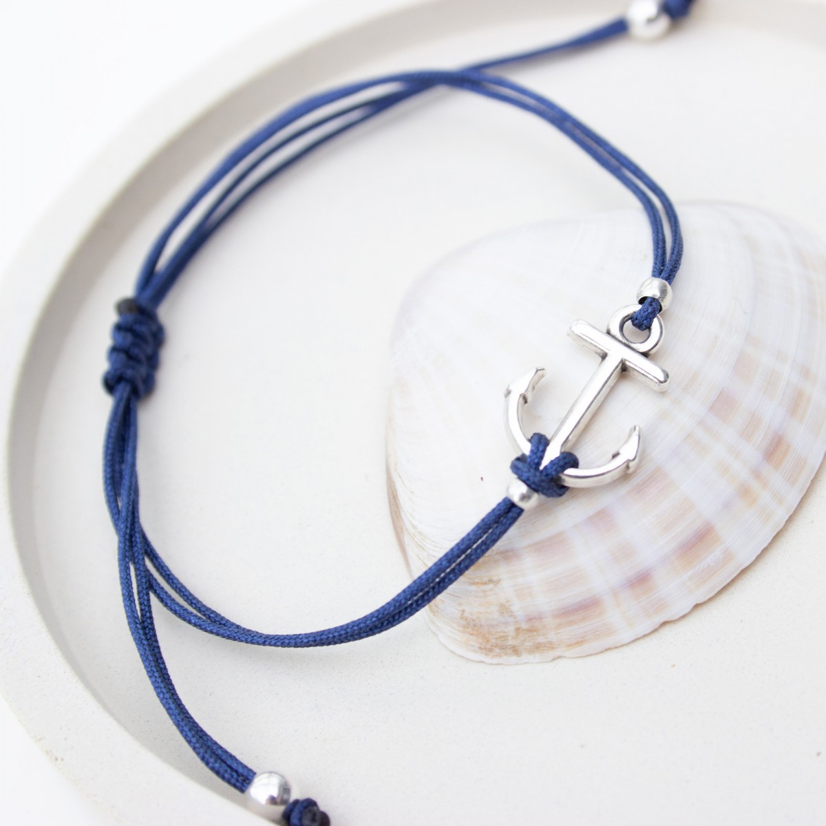 Bow & Hummingbird Armband auf Karte - Anker Versilbert - Meer Erinnerungen