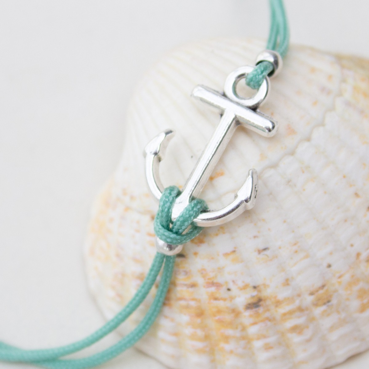 Bow & Hummingbird Armband auf Karte - Anker Versilbert - Meer Erinnerungen