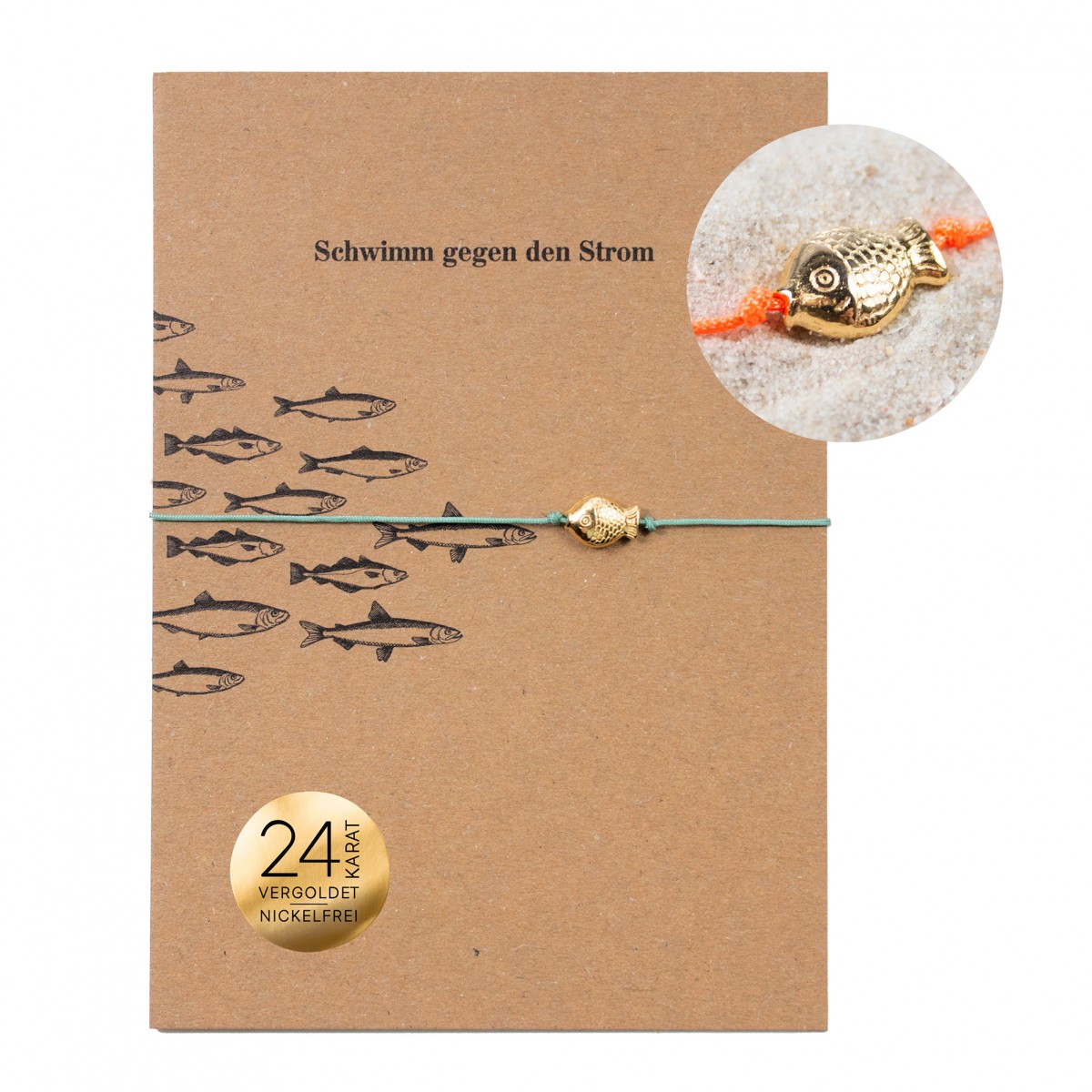 Bow & Hummingbird Armband auf Karte - Fisch - Gegen den Strom