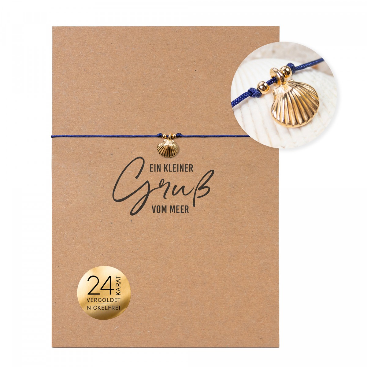 Bow & Hummingbird Armband auf Karte - Jakobsmuschel - Ein kleiner Gruß vom Meer