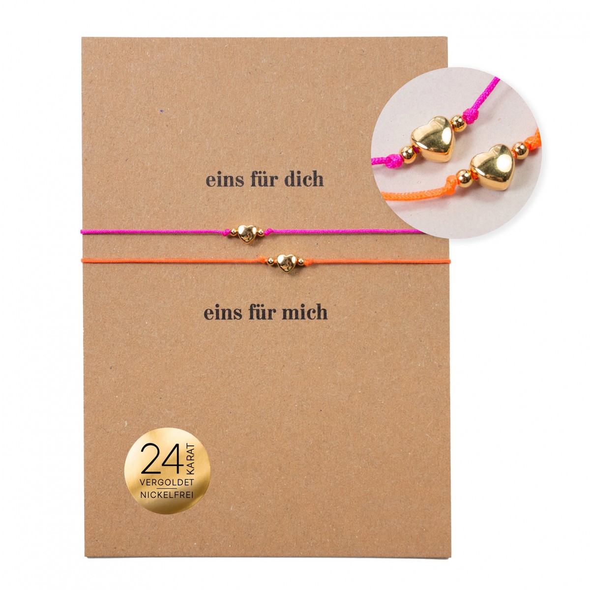 Bow & Hummingbird Armband auf Karte - Herzen - eins für dich, eins für mich