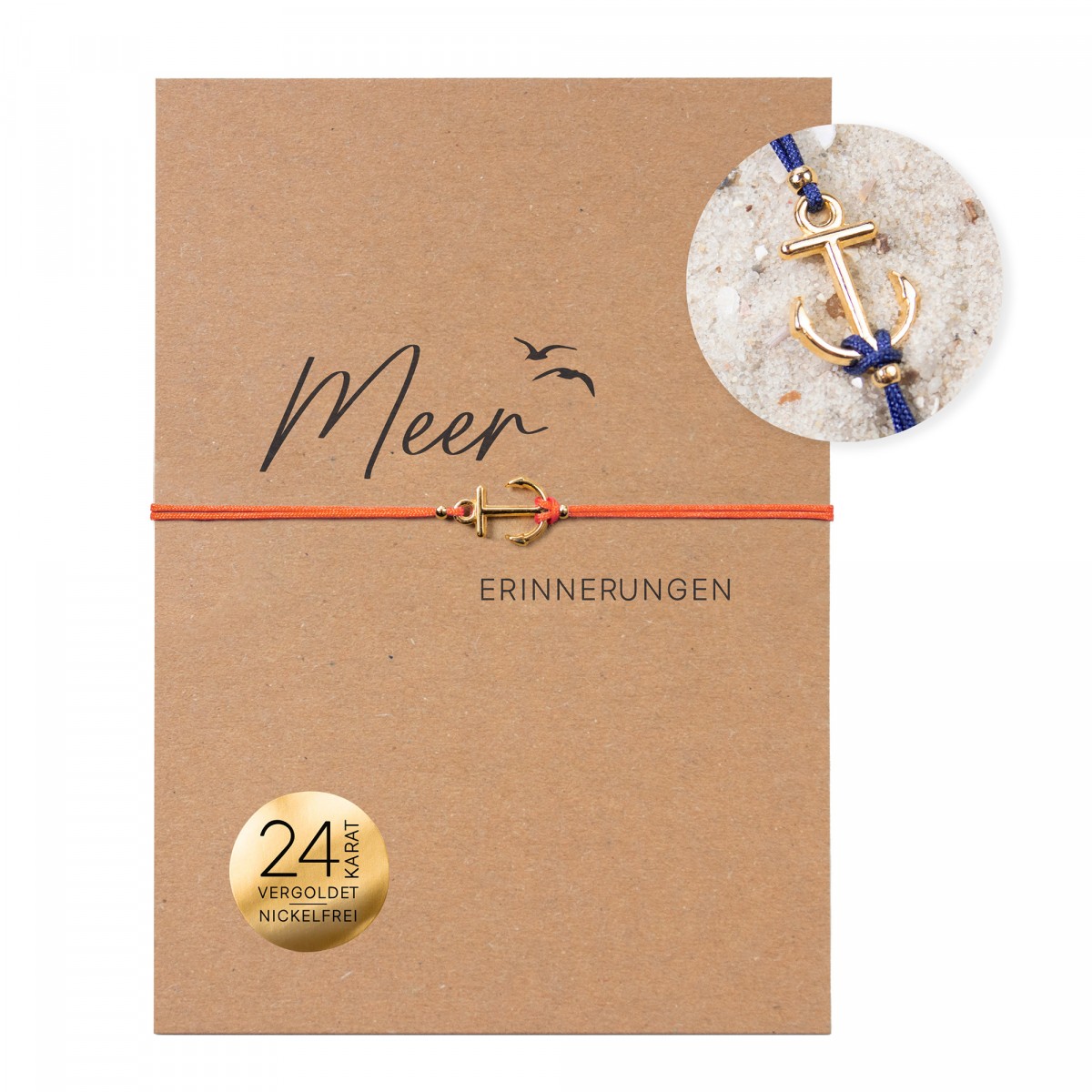Bow & Hummingbird Armband auf Karte - Anker - Meer-Erinnerungen