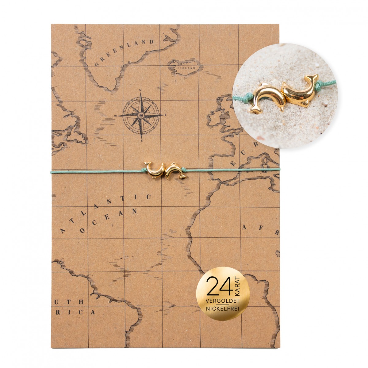 Bow & Hummingbird Armband auf Karte - Delfine - Schatzkarte