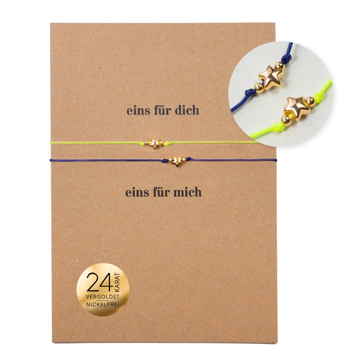Bow & Hummingbird Armband auf Karte - Sterne - eins für dich, eins für mich