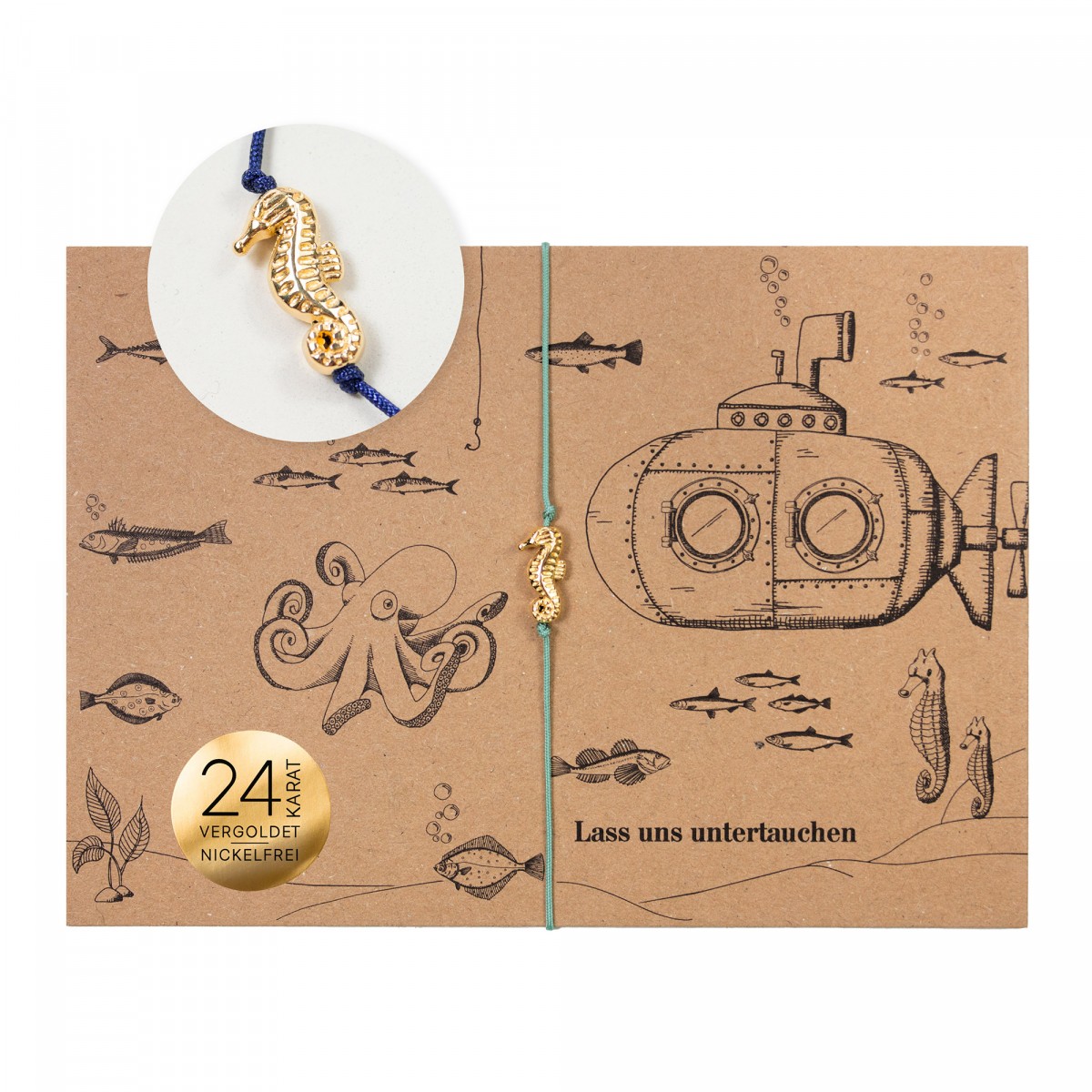 Bow & Hummingbird Armband auf Karte - Seepferdchen - Untertauchen