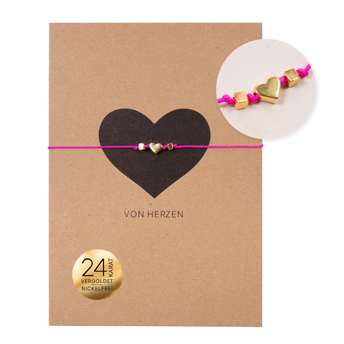 Bow & Hummingbird Armband auf Karte - Herz - von Herzen
